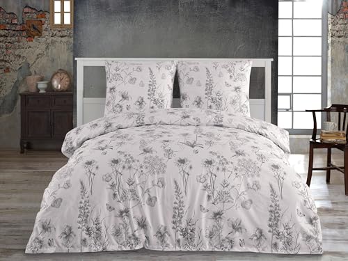 Class Home Collection Bettwäsche 200x200 – Bettwäsche-Sets mit Bettbezug 200 x 200 und Kissenbezug 80x80 – Bettwäsche 200x200 Baumwolle – Bettwäsche Bettbezug mit Reißverschluss Myra Weiß von Class Home Collection