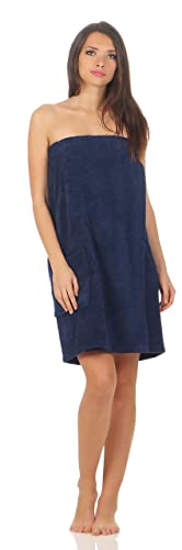Class Home Collection Saunakilt Damen – Weiches Baumwolle Frottee Saunahandtuch mit Klettverschluss, ideal als Saunatuch, Saunazubehör, Hamamtuch, tragbare Badetücher für Sauna & Wellness, Navy von Class Home Collection