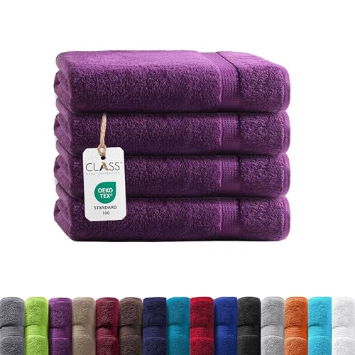 Class Home Collection Frottee Badetücher 100x150 cm – 4er Set Badetuch – Besonders weiche & saugfähige Badetücher aus 100% Baumwolle mit Aufhänger – Aubergine Class Home Collection Frottee Badetücher 100x150 cm – 4er Set Badetuch – Besonders weiche & saugfähige Badetücher aus 100% Baumwolle mit Aufhänger – Aubergine von Class Home Collection