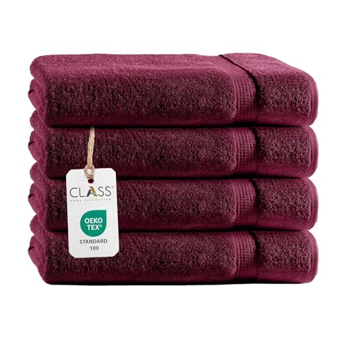 Class Home Collection Frottee Badetücher 100x150 cm – 4er Set Badetuch – Besonders weiche & saugfähige Badetücher aus 100% Baumwolle mit Aufhänger – Bordeaux Class Home Collection Frottee Badetücher 100x150 cm – 4er Set Badetuch – Besonders weiche & saugfähige Badetücher aus 100% Baumwolle mit Aufhänger – Bordeaux von Class Home Collection
