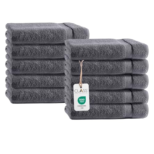 Class Home Collection Frottee Gästetücher 30x50 cm – 10er Set Gästetuch – Besonders weiche & saugfähige Gästetücher aus 100% Baumwolle mit Aufhänger – Anthrazit Class Home Collection Frottee Gästetücher 30x50 cm – 10er Set Gästetuch – Besonders weiche & saugfähige Gästetücher aus 100% Baumwolle mit Aufhänger – Anthrazit von Class Home Collection