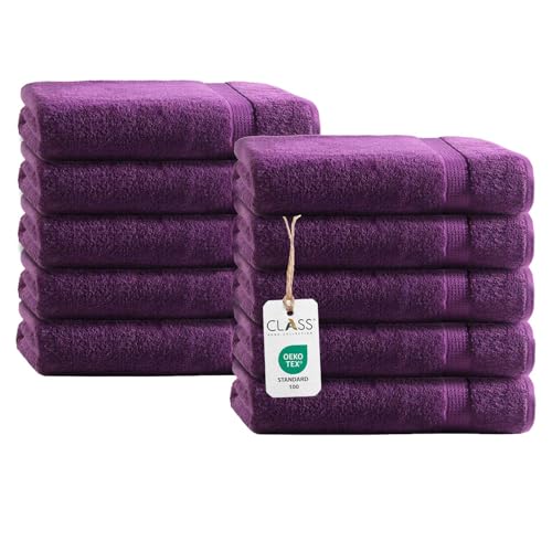 Class Home Collection Frottee Gästetücher 30x50 cm – 10er Set Gästetuch – Besonders weiche & saugfähige Gästetücher aus 100% Baumwolle mit Aufhänger – Aubergine Class Home Collection Frottee Gästetücher 30x50 cm – 10er Set Gästetuch – Besonders weiche & saugfähige Gästetücher aus 100% Baumwolle mit Aufhänger – Aubergine von Class Home Collection