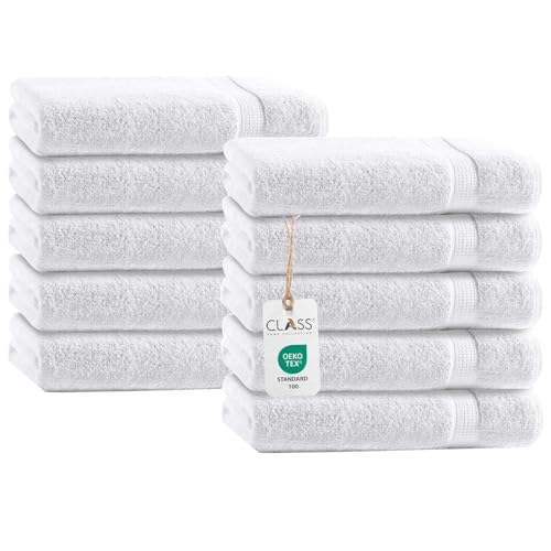 Class Home Collection Frottee Gästetücher 30x50 cm – 10er Set Gästetuch – Besonders weiche & saugfähige Gästetücher aus 100% Baumwolle mit Aufhänger – Weiß Class Home Collection Frottee Gästetücher 30x50 cm – 10er Set Gästetuch – Besonders weiche & saugfähige Gästetücher aus 100% Baumwolle mit Aufhänger – Weiß von Class Home Collection