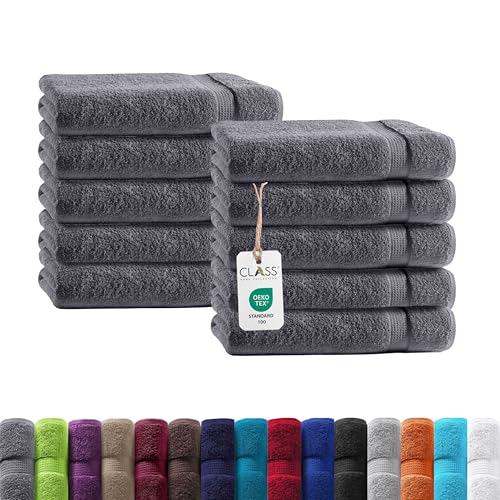 Class Home Collection Frottee Handtücher 50x100 cm – 10er Set Handtuch – Besonders weiche & saugfähige Handtücher aus 100% Baumwolle mit Aufhänger – Anthrazit Class Home Collection Frottee Handtücher 50x100 cm – 10er Set Handtuch – Besonders weiche & saugfähige Handtücher aus 100% Baumwolle mit Aufhänger – Anthrazit von Class Home Collection