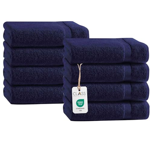 Class Home Collection Frottee Handtücher 50x100 cm – 10er Set Handtuch – Besonders weiche & saugfähige Handtücher aus 100% Baumwolle mit Aufhänger – Navy von Class Home Collection