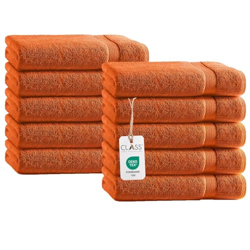 Class Home Collection Frottee Handtücher 50x100 cm – 10er Set Handtuch – Besonders weiche & saugfähige Handtücher aus 100% Baumwolle mit Aufhänger – Terra Class Home Collection Frottee Handtücher 50x100 cm – 10er Set Handtuch – Besonders weiche & saugfähige Handtücher aus 100% Baumwolle mit Aufhänger – Terra von Class Home Collection