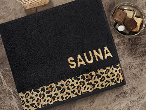 Class Home Collection Saunahandtuch 80x200 Saunatuch mit Bordüre 80 x 200 cm aus 100% Baumwolle Leopard von Class Home Collection
