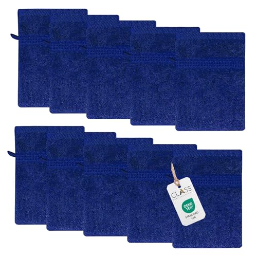 Class Home Collection Frottee Waschhandschuhe 16x21 cm – 4er-Pack Waschlappen Set aus 100 % Baumwolle, besonders weich und saugfähig, mit Aufhänger, in (Royalblau, 16x21 cm (10er-Set)) Class Home Collection Frottee Waschhandschuhe 16x21 cm – 4er-Pack Waschlappen Set aus 100 % Baumwolle, besonders weich und saugfähig, mit Aufhänger, in (Royalblau, 16x21 cm (10er-Set)) von Class Home Collection