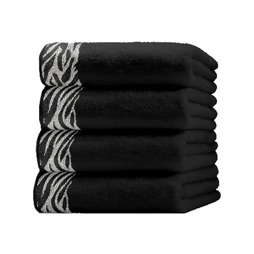 Class Home Collection Handtücher Handtuch 4er Set Jacquard Baumwolle Zebra Schwarz von Class Home Collection