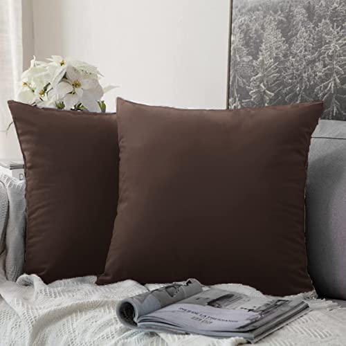Class Home Collection Kissenbezug 40x80 Baumwolle 2er Set Renforce Kissenbezüge mit Reißverschluss weich Kopfkissenbezug (Schokobraun, 40 cm x 40 cm) von Class Home Collection