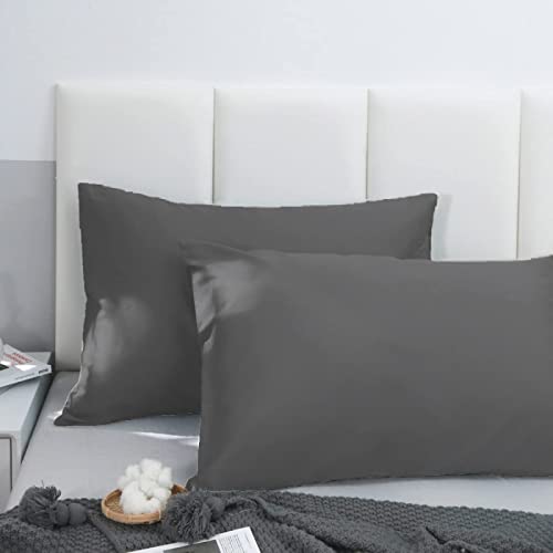Class Home Collection Kissenbezug 40x80 Baumwolle 2er Set Renforce Kissenbezüge mit Reißverschluss weich Kopfkissenbezug (Anthrazit, 40x80 cm) von Class Home Collection