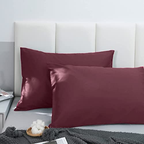 Class Home Collection Kissenbezug 40x80 Baumwolle 2er Set Renforce Kissenbezüge mit Reißverschluss weich Kopfkissenbezug (Bordeaux, 40x80 cm) von Class Home Collection