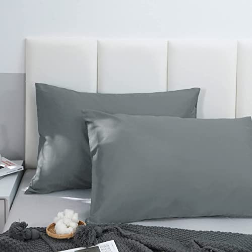 Class Home Collection Kissenbezug 40x80 Baumwolle 2er Set Renforce Kissenbezüge mit Reißverschluss weich Kopfkissenbezug (Grau, 40x80 cm) von Class Home Collection