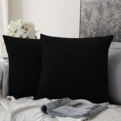 Class Home Collection Kissenbezug 40x80 Baumwolle 2er Set Renforce Kissenbezüge mit Reißverschluss weich Kopfkissenbezug (Schwarz, 40x40 cm) von Class Home Collection