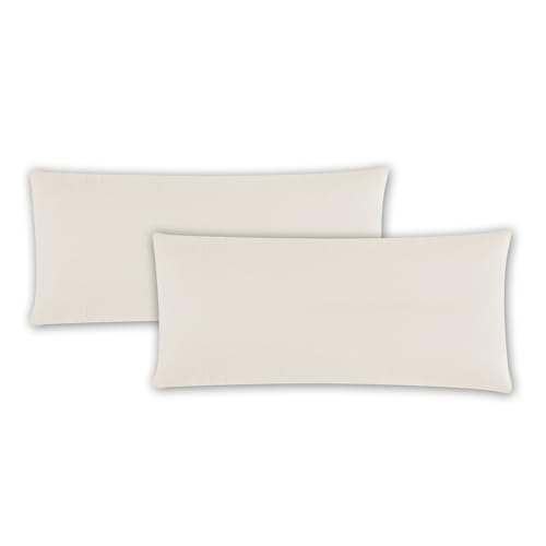 Class Home Collection Kissenbezug 40x80 Baumwolle – Kissenbezüge 40x80 im 2er Set – Weiche Kissenhüllen 40x80 für Sofa & Bett – Kopfkissenbezug für Kissen 40x80 cm mit Reißverschluss – Natur von Class Home Collection