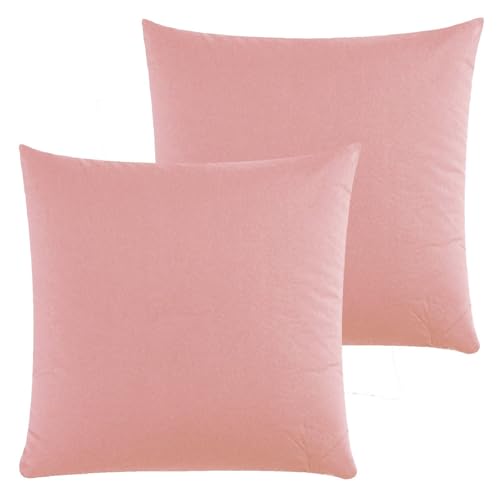 Class Home Collection Kissenbezug 80x80 Baumwolle – Kissenbezüge 80x80 im 2er Set – Weiche Kissenhüllen 80x80 für Sofa & Bett – Kopfkissenbezug für Kissen 80x80 cm mit Reißverschluss – Altrosa von Class Home Collection