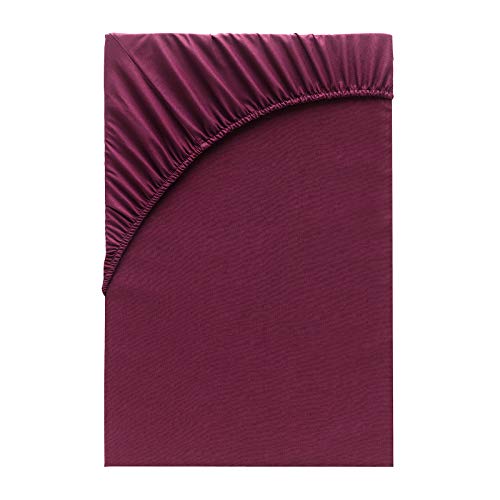 Class Home Collection Spannbettlaken 140x200cm - 160x200cm Jersey Baumwolle Bordeaux von Class Home Collection