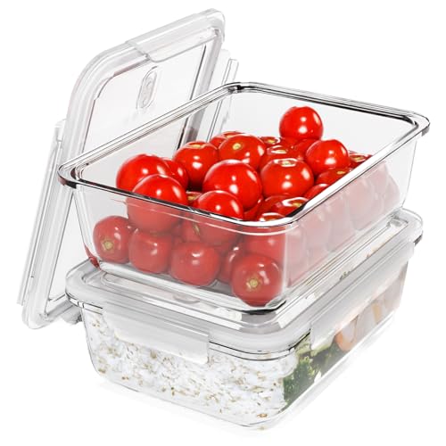 Classbach Frischhaltedosen Glas mit Deckel | 2er Set | für Mikrowelle Spülmaschine Gefrierfach Ofen geeignet | Meal Prep Boxen Glas | mit Dampfventil | Glasbehälter mit Deckel | C-FHD 4024 G von Classbach