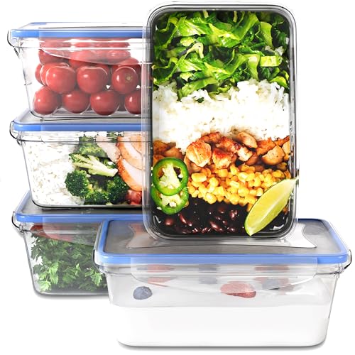 Classbach 5er-Set Kunststoff-Frischhaltedosen mit Deckel 100% dicht, Lunchbox Brotdose Meal Prep Boxen mit Deckel, Vorratsdosen geeignet f. Spülmaschine, Mikrowelle und Gefrierfach C-FHD 4007 K von Classbach