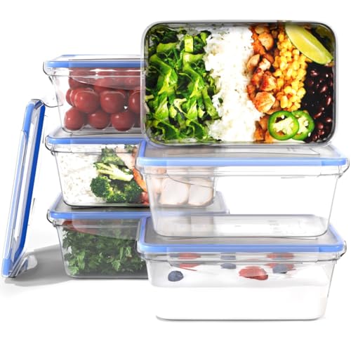 Classbach® Frischhaltedosen mit Deckel | 6er Set | 100% dicht | Meal Prep Boxen | für Mikrowelle Spülmaschine Gefrierfach geeignet | Lunchbox | Dosen Meal Prep stapelbar | Gefrierdosen | C-FHD 4023 K von Classbach