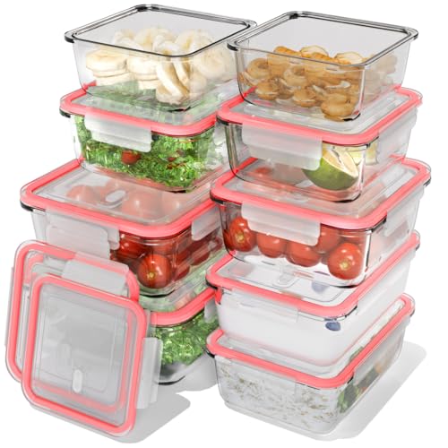 Classbach® Frischhaltedosen Glas mit Deckel | 9er Set | für Mikrowelle Spülmaschine Gefrierfach Ofen geeignet | Meal Prep Boxen Glas | mit Dampfventil | Glasbehälter mit Deckel | C-FHD 4011 G von Classbach