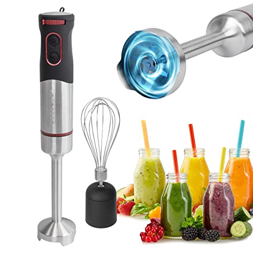 classbach® Stabmixer Set, 2in1 Handmixer Set inkl. Schneebesen + Pürierstab, Mixer, XXL-Mixstab, ideal für Smoothies, Cocktail, Babybrei & Sahne schlagen,Edelstahl, 1000 Watt, C-SMS 4001 inox von Classbach