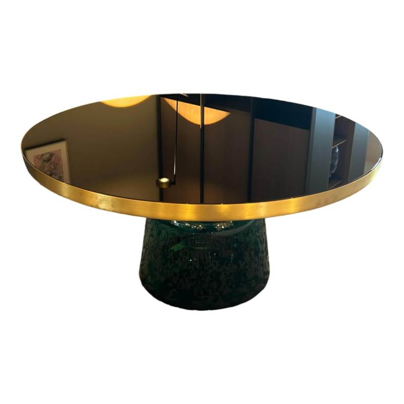 Beistelltisch Bell Coffee Table Glasplatte Schwarz Fuß Smaragdgrün von ClassiCon