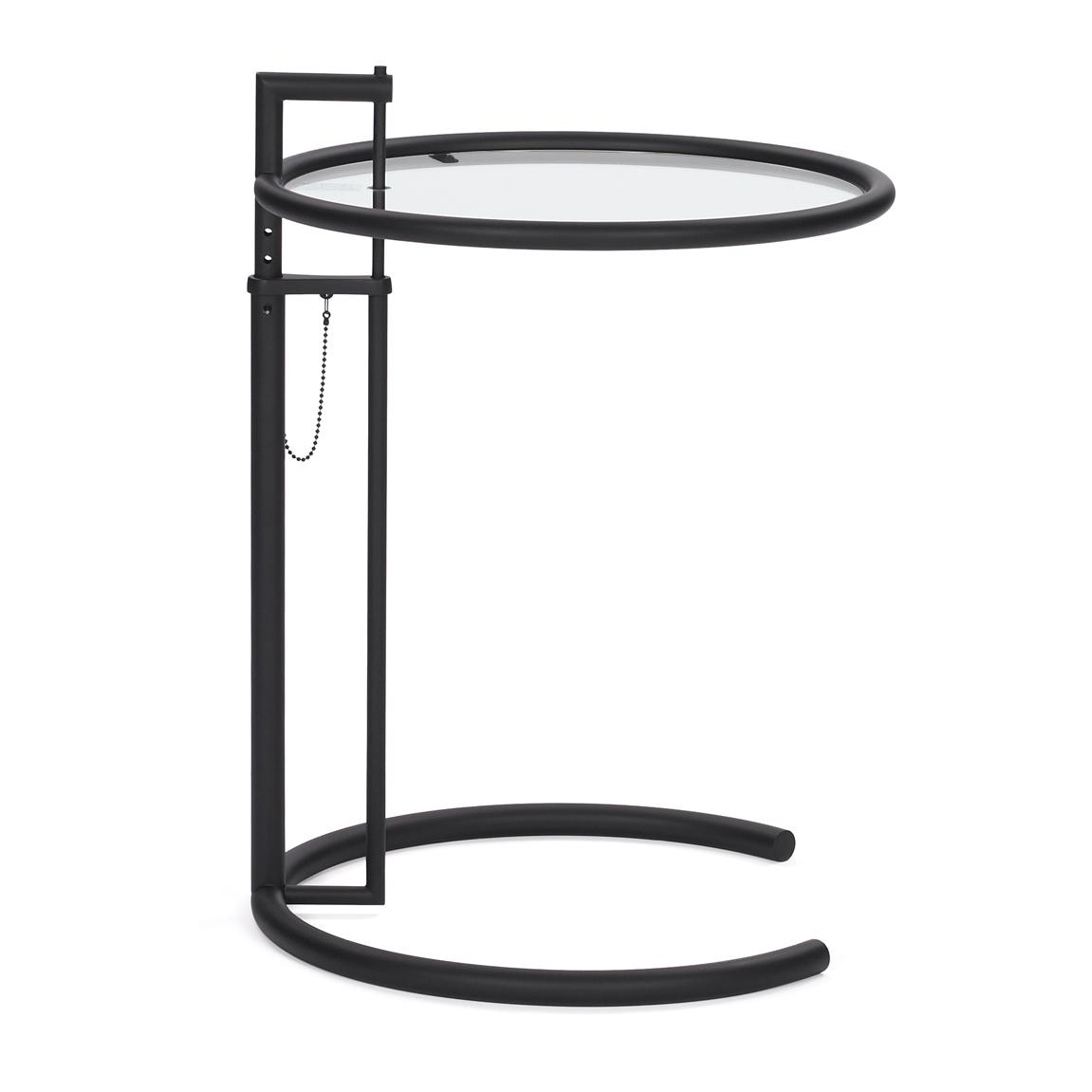 ClassiCon - Adjustable Table E 1027 Black Version - transparent/Kristallglas/Ø52cm/höhenverstellbar H 64-102cm/Gestell schwarz pulverbeschichtet von ClassiCon