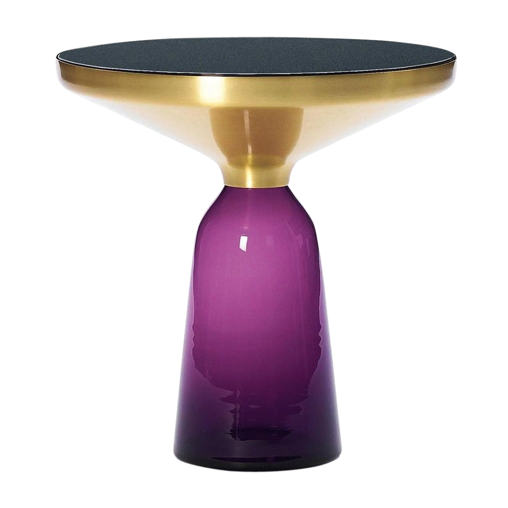 ClassiCon - Bell Side Table Beistelltisch Messing - amethyst-violett/Kristallglas/H 53cm/Ø 50cm/Glasfuß HxØ 37x22cm/Metallaufsatz Messing massiv von ClassiCon