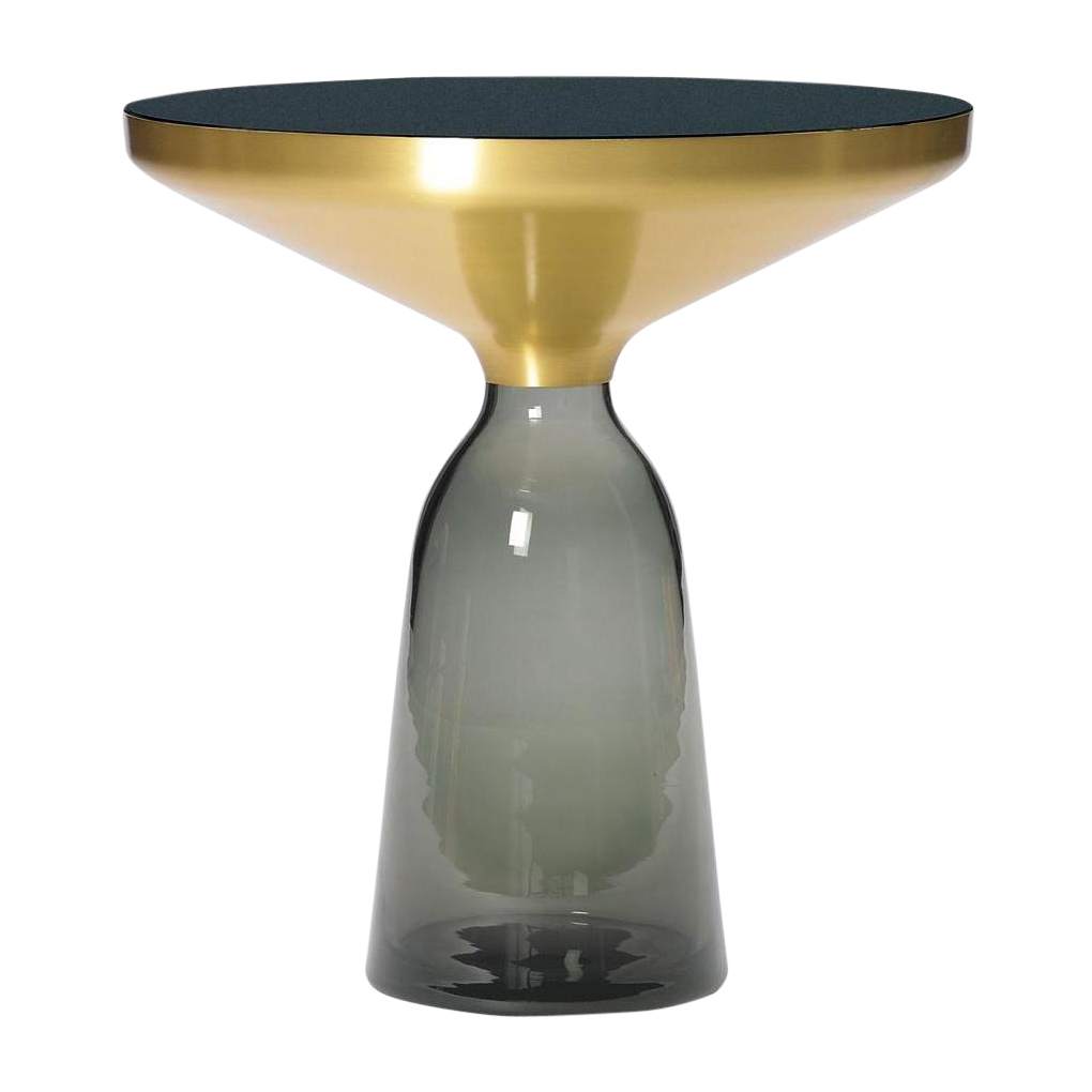 ClassiCon - Bell Side Table Beistelltisch Messing - quarz-grau/Kristallglas/H 53cm/Ø 50cm/Glasfuß HxØ 37x22cm/Metallaufsatz Messing massiv von ClassiCon