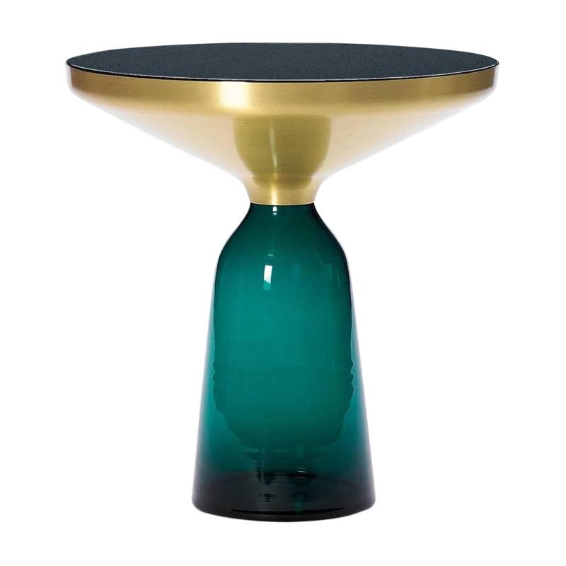 ClassiCon - Bell Side Table Beistelltisch Messing - smaragd-grün/Kristallglas/H 53cm/Ø 50cm/Glasfuß HxØ 37x22cm/Metallaufsatz Messing massiv von ClassiCon