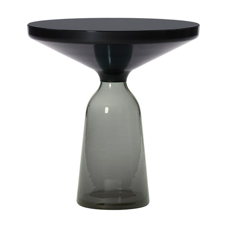 ClassiCon - Bell Side Table Beistelltisch Stahl - quarz-grau/Kristallglas/H 53cm/Ø 50cm/Glasfuß HxØ 37x22cm/Metallaufsatz Stahl massiv schwarz brünier von ClassiCon