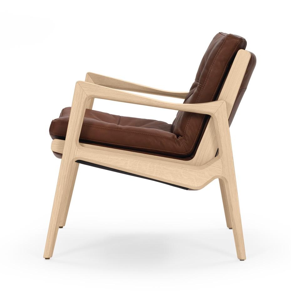 ClassiCon - Euvira Lounge Chair Leder - Eiche natur/Premium Leder braun von ClassiCon