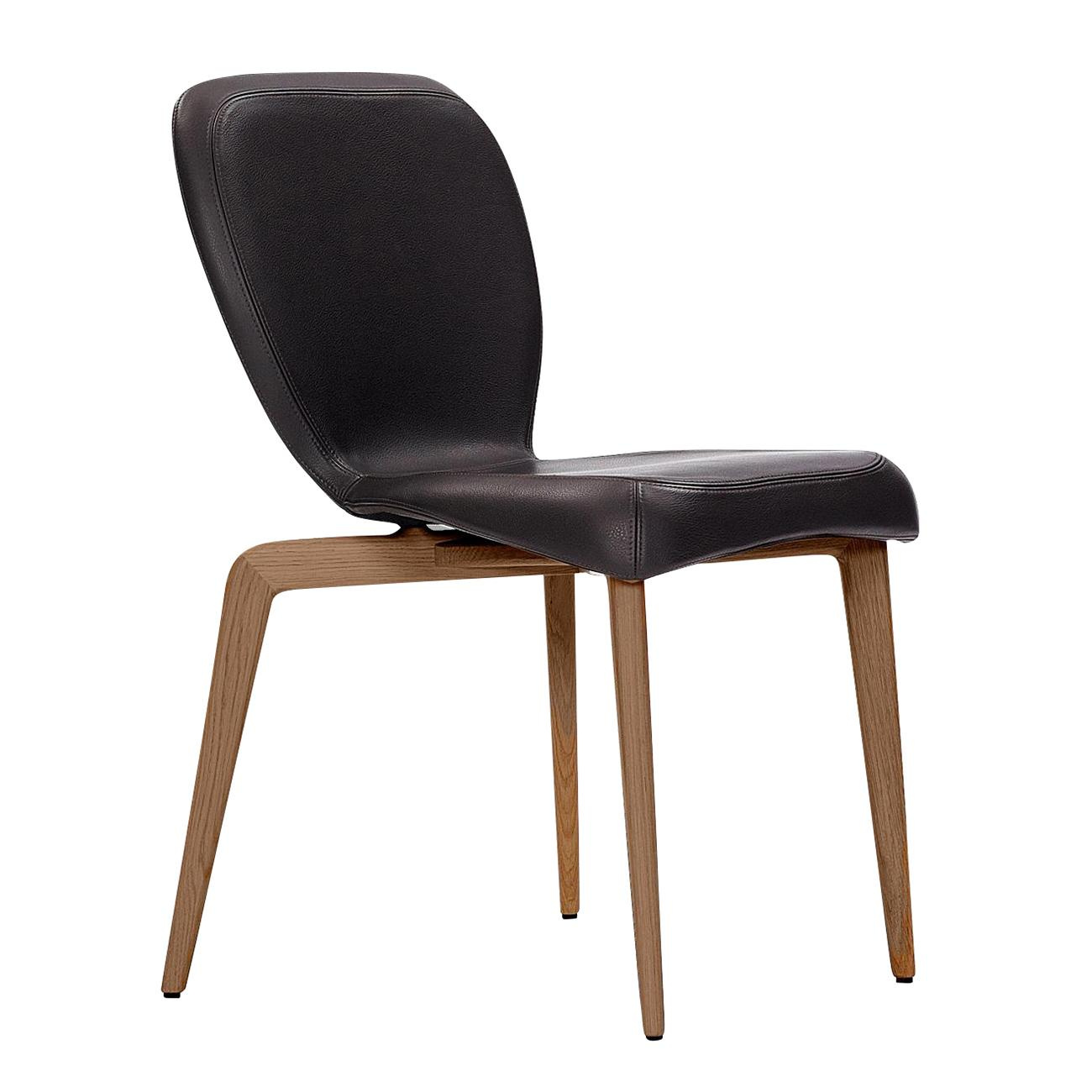 ClassiCon - Munich Chair gepolstert Leder - schwarz/Leder Classic/BxTxH 56x47x81cm/Gestell Nussbaum von ClassiCon