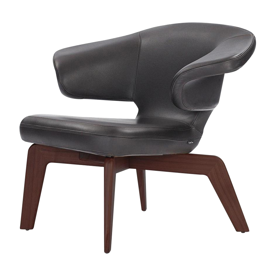 ClassiCon - Munich Lounge Chair Sessel - schwarz/Classic Leder/Gestell Walnuss von ClassiCon