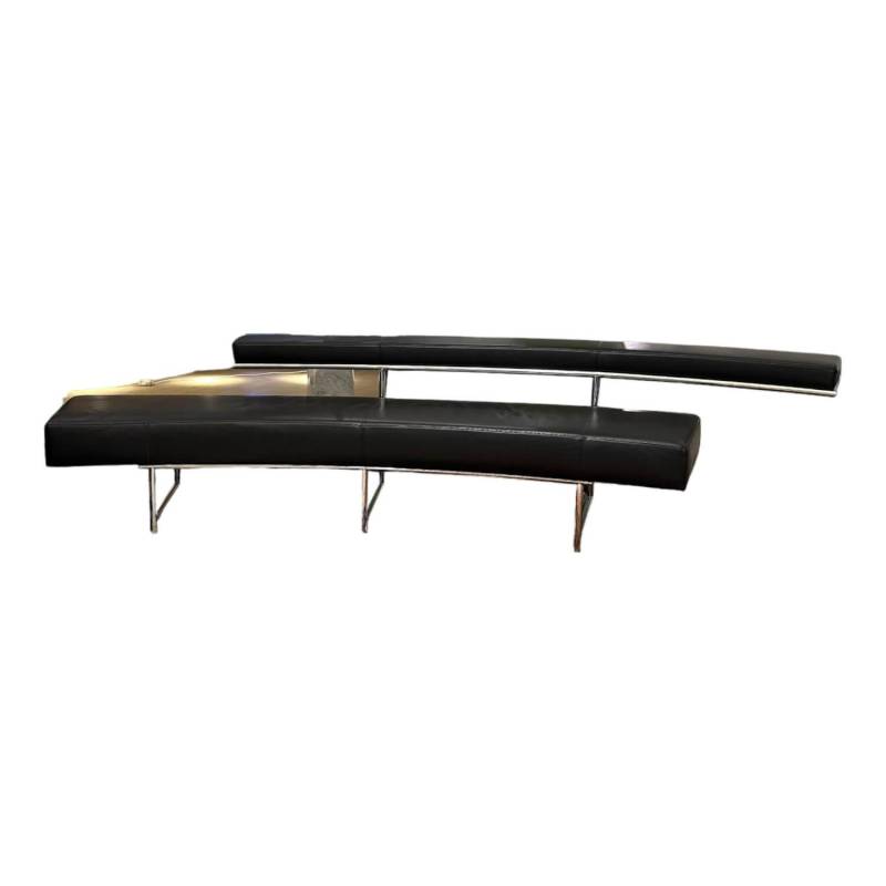 Sofa Monte Carlo In Leder Schwarz Gesetell Stahlrohr Verchromt von ClassiCon
