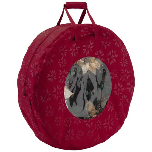 CLASSIC ACCESSORIES Aufbewahrungstasche für Weihnachtskranz, groß, Stoff, Cranberry, 35" in Diameter x 9.5" high von CLASSIC ACCESSORIES