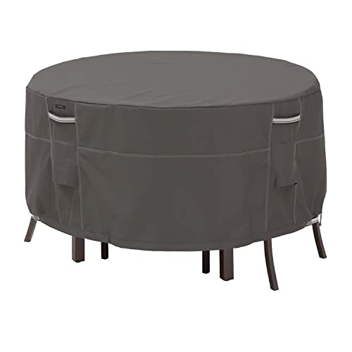 Classic Accessories Ravenna Garden Abdeckung für Terrassentische und Stühle, Dunkles Taupe/Grau/Espresso (132 cm DIA) von CLASSIC ACCESSORIES