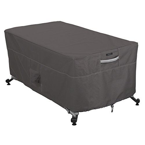 Classic Accessories Ravenna Hülle für eckige Feuerschalen, Abdeckung Gartenmöbel für Tische, Reißfestes Material mit Belüftungsöffnungen, Schutz vor Wetterbedingungen, Dunkle Taupe (142 x 97 x 56 cm) von CLASSIC ACCESSORIES