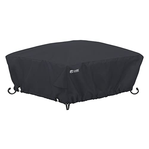 Classic Accessories Abdeckung für Viereckige Feuerschalen, Robustes und Reißfestes Material mit Belüftungsöffnungen, Schutz vor Wetterbedingungen, Schwarz (91cm Seitenlänge, SMALL) von CLASSIC ACCESSORIES