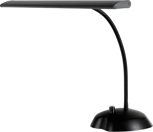 Classic Cantabile 12220 Dimmbare Pianoleuchte Weiß - 36 helle LEDs - 38 cm langer Schwanenhals - Integrierter USB-Ladeanschluss für Smartphone oder Tablet - Schwarz von Classic Cantabile