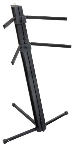 Classic Cantabile KS-100 Doppel-Keyboardständer - Keyboardständer 2-fach Höhenverstellbar - Keyboardstativ mit 25 kg Tragkraft pro Ebene - Anschluss für Mikrofonarm - Schwarz von Classic Cantabile