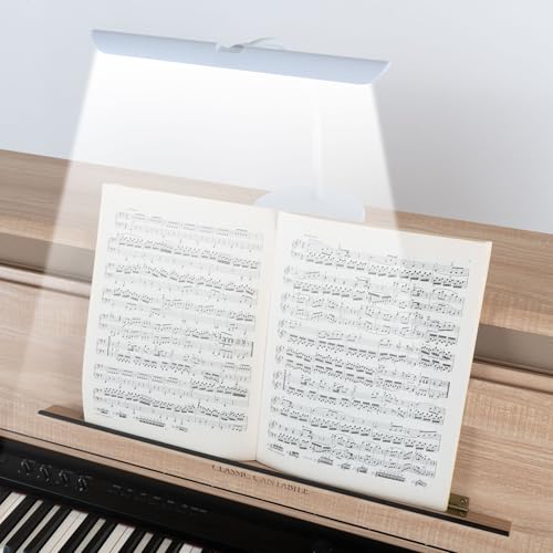 Classic Cantabile WM Pianoleuchte Easy - Dimmbare Klavierlampe mit Memory-Funktion - Tischlampe mit Schwanenhals - Warm-weißes Licht mit 18 LEDs - Notenpultleuchte mit Touch - Klavierleuchte Weiß von Classic Cantabile