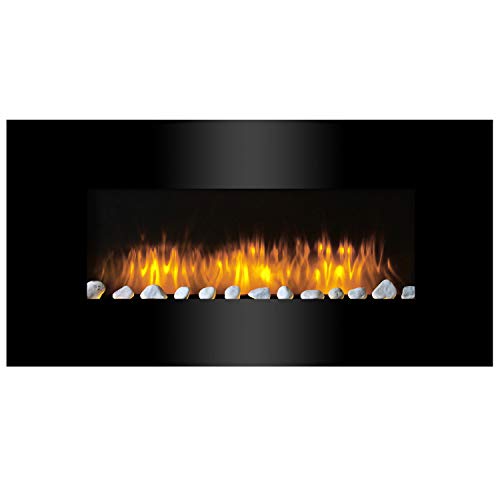Classic Fire Vancouver Elektrokamin mit Heizung - Elektroheizung 105,5 x 48 x 12 cm - Elektroherd mit LED-Flammen - mit Heizung, Fernbedienung und Timer - 2000 W - Wandmontage - Schwarz von Classic Fire