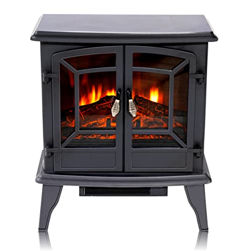 Classic Fire Kaminofen Narvik - Elektrokamin mit Heizung und Kaminfeuer LED - Künstliches Feuer - Elektrischer Kamin 1800W - 51 x 28 x 59 cm - Elektro Kamin - mit Überhitzungsschutz - Schwarz von Classic Fire