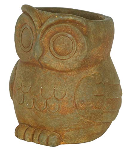 Classic Home and Garden Cement Buddies Pflanzgefäß Eule, für Innen- und Außenbereich, mit Ablaufloch, Rostbraun, groß, ca. 14 cm von Classic Home & Garden
