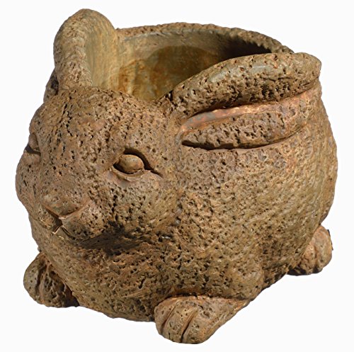 Classic Home and Garden Cement Buddies Pflanzgefäß Kaninchen, für Innen- und Außenbereich, mit Ablaufloch, Rostbraun, groß, ca. 20,5 cm von Classic Home & Garden