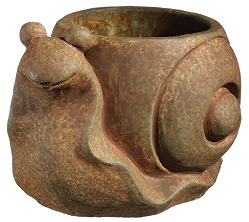 Classic Home and Garden Cement Buddies Pflanzgefäß lächelnde Schnecke, für Innen- und Außenbereich, mit Ablaufloch, Rostbraun, groß, ca. 20,5 cm von Classic Home & Garden