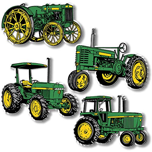 Set mit vier grünen und gelben Traktormagneten. Set mit vier grünen und gelben Traktormagneten. von Classic Magnets