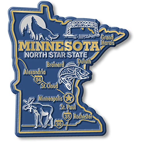 Classic Magnete Minnesota Giant State Magnet, 8,1 x 9,1 cm, Sammlerstück, 3D-Gummi, Vintage-Stil, Souvenirs und Geschenke, hergestellt in den USA von Classic Magnets
